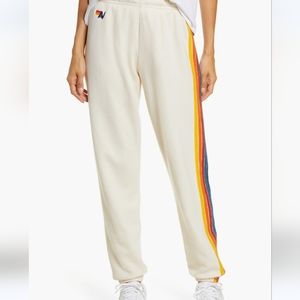 Aviator Nation Cream with 5 Stripe Women's Sweat Pants, XS
